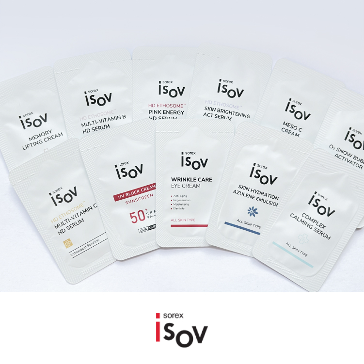 Пробники професійної косметики ISOV SOREX - набір з 10 семплів (пробників)